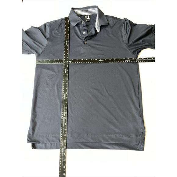 FJ Footjoy‎ Men’s Navy Golf Polo White Stripe Collar MED - Picture 6 of 8